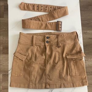 SO Tan Mini Skirt with Belt